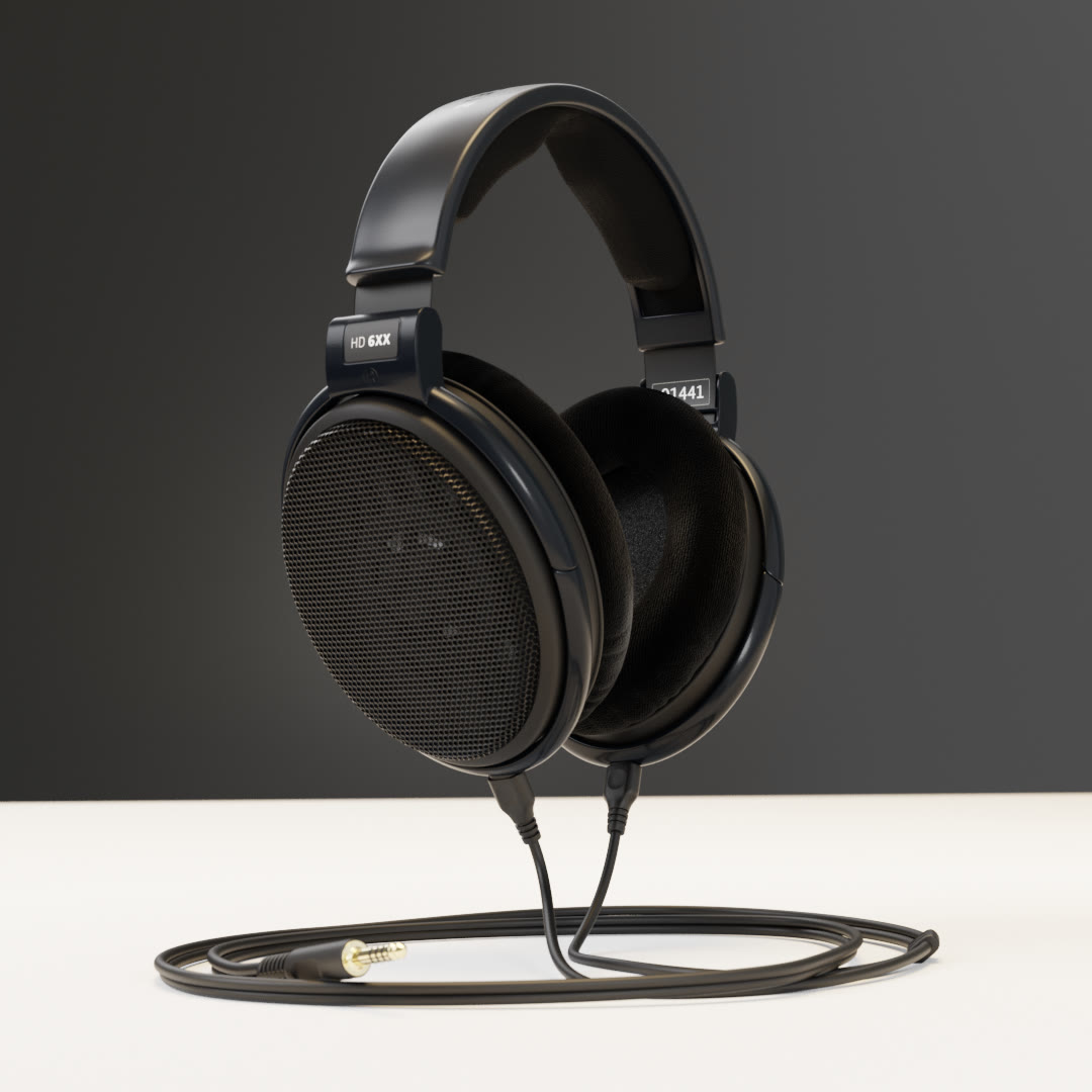 Product render of HD 6XX headphones, three-quarter view