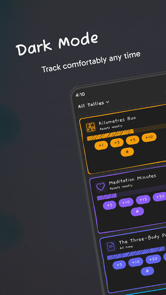 TallyToo, dark mode